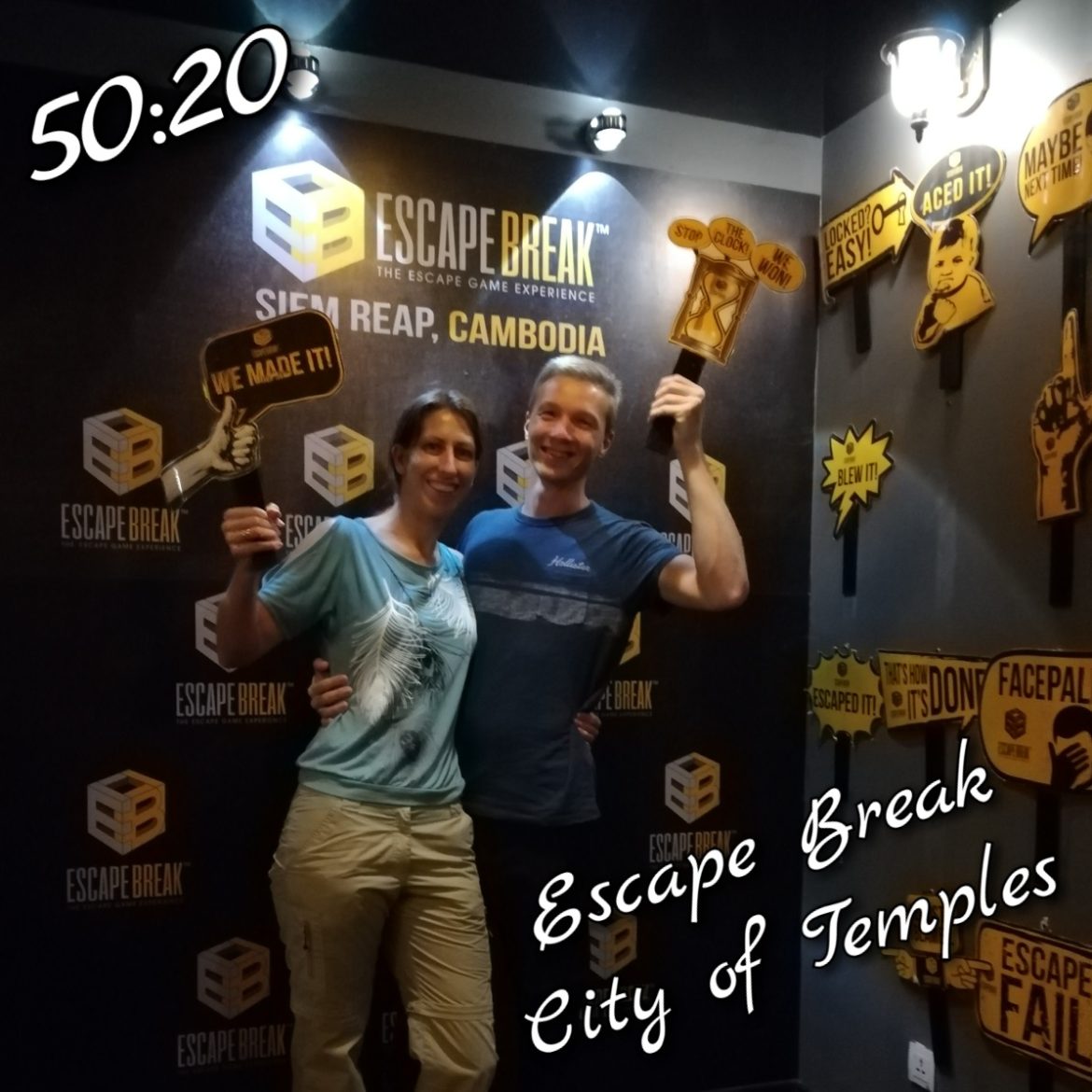 Beim Escape Room Anbieter Escape Break spielten wir den Escape Room City of Temples und konnten auch hier ein tolles Siegerfoto machen.